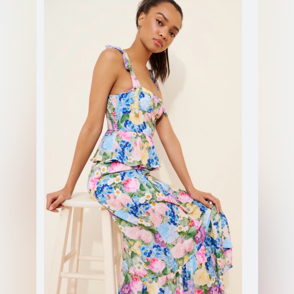 Show Me Your MuMu Paxton Midi Dress XS NWT in Flower Shop